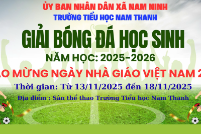 Chào mừng 43 năm ngày nhà giáo Việt Nam ( 20/11/1982- 20/11/2025) Trường Tiểu học Nam Thanh, xã Nam Ninh, tỉnh Ninh Bình tổ chức Giải bóng đá học sinh Tiểu học.